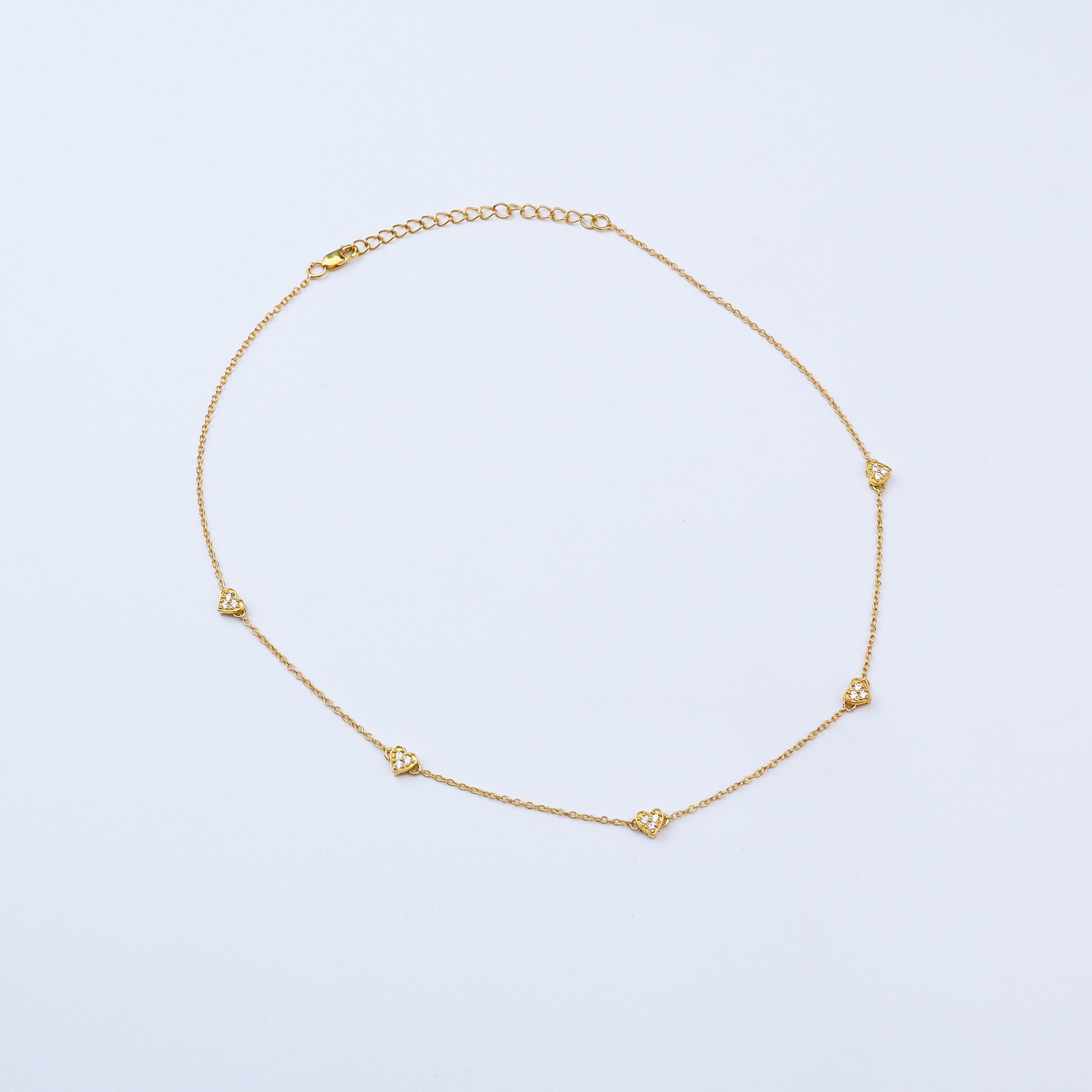 Silver CZ Studded Heart Motif Necklace | 92.5 Silver | 22K Gold Plated