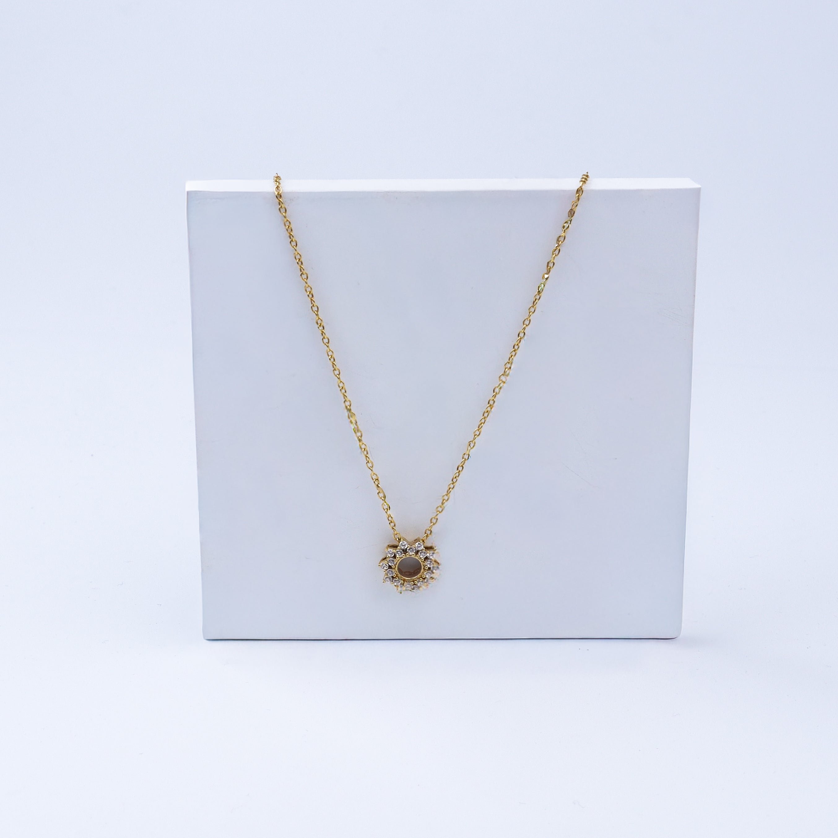 Silver CZ Sunburst Pendant Necklace| 92.5 Silver | 22K Gold Plated