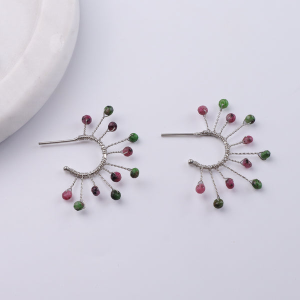 Pink & Green Jade Snowflake Hoops (Project Handmade)