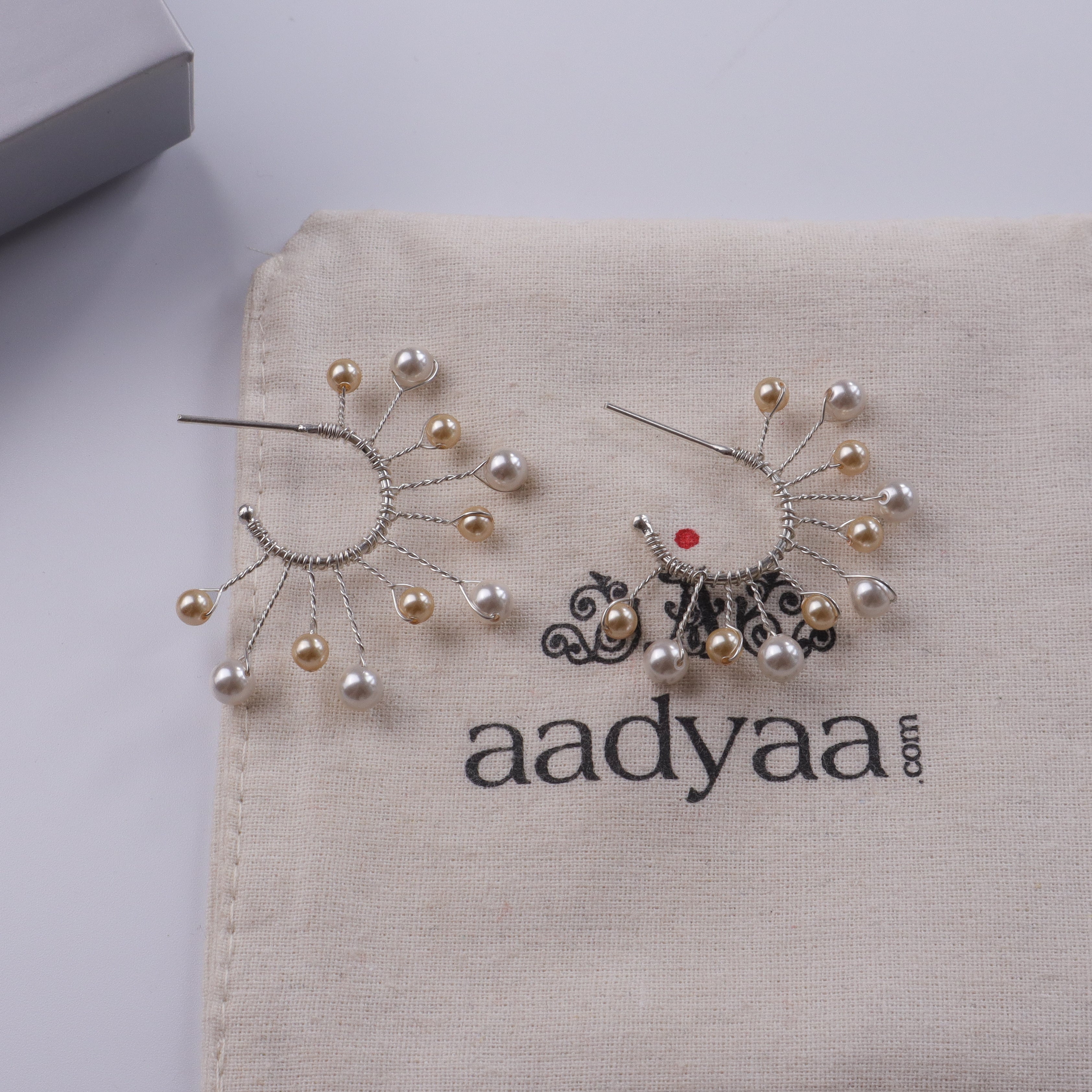 Golden & White Pearl Snowflake Hoops (Project Handmade)