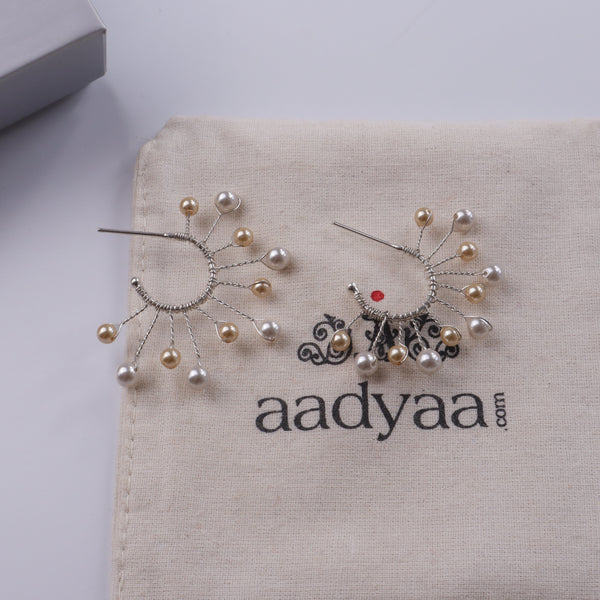 Golden & White Pearl Snowflake Hoops (Project Handmade)