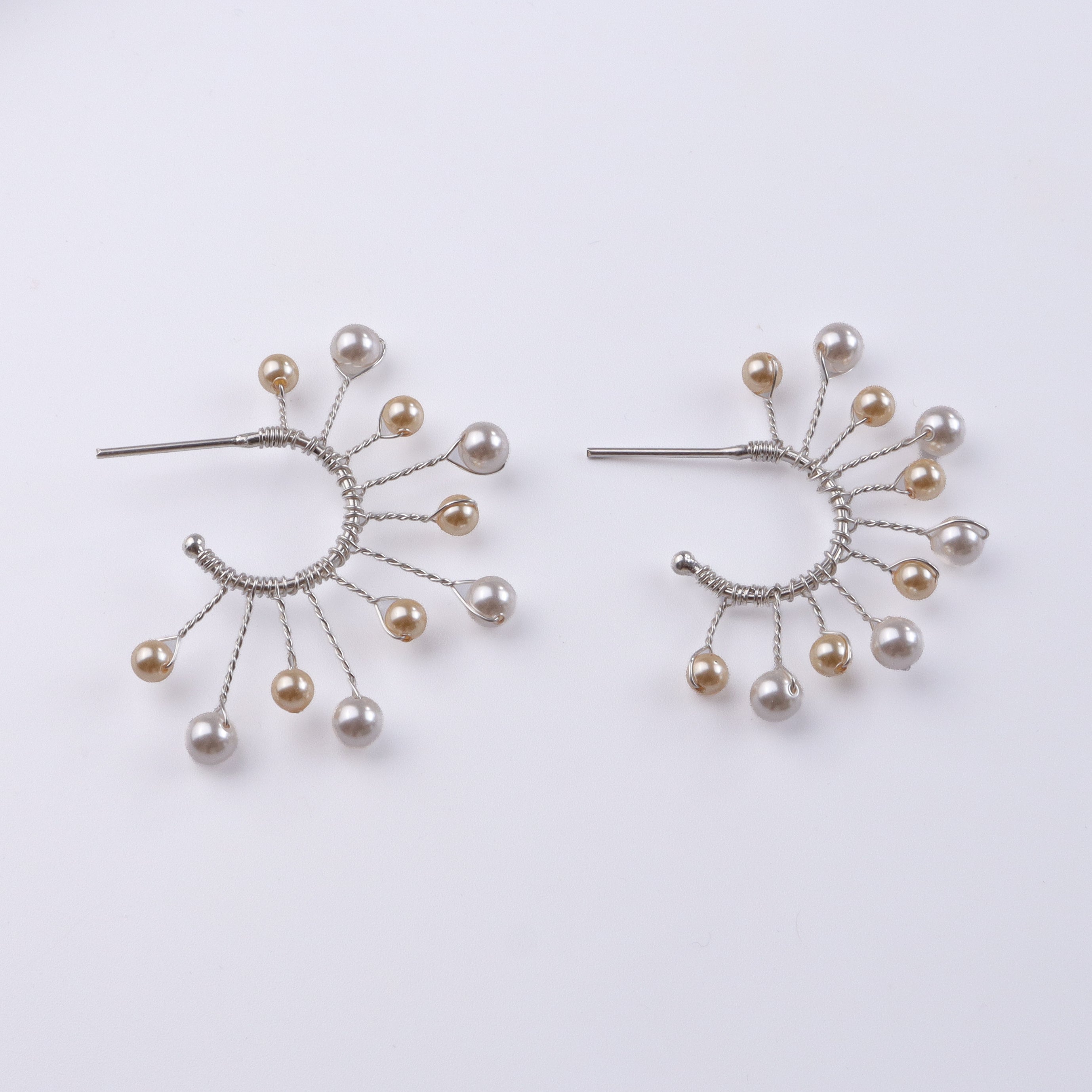 Golden & White Pearl Snowflake Hoops (Project Handmade)