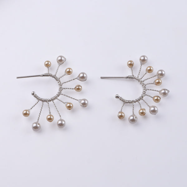 Golden & White Pearl Snowflake Hoops (Project Handmade)
