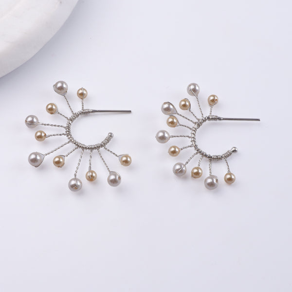Golden & White Pearl Snowflake Hoops (Project Handmade)