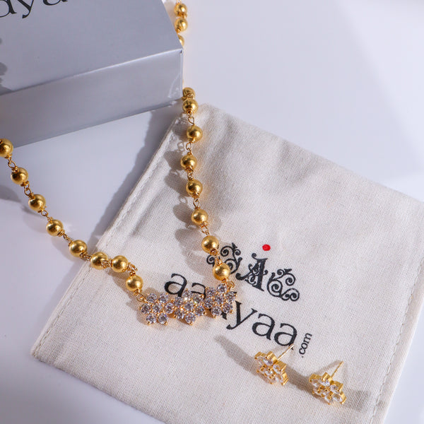 Big Flower Motif Bead Studded Set | 22K Gold Plated