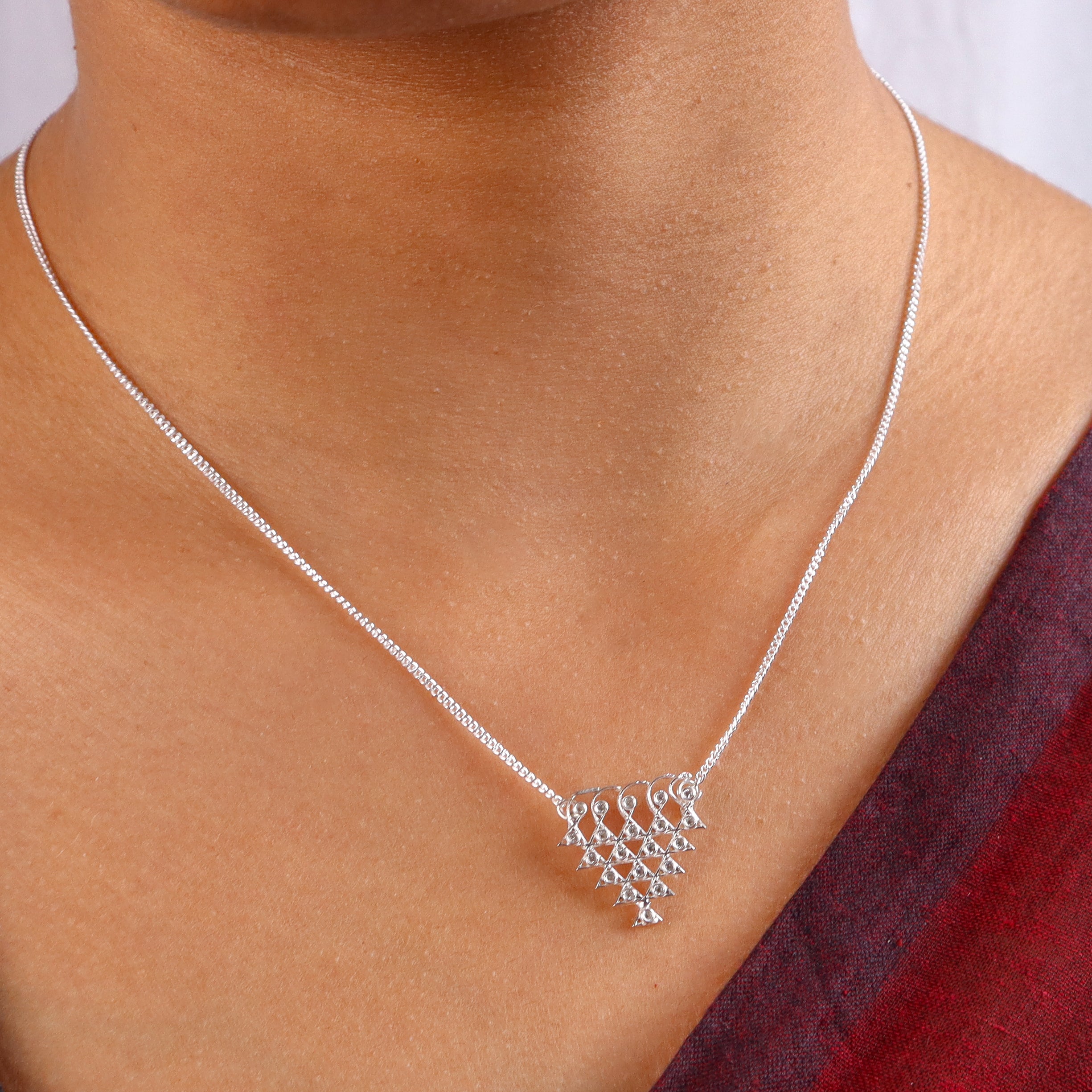 Silver CZ Sarawasti Necklace