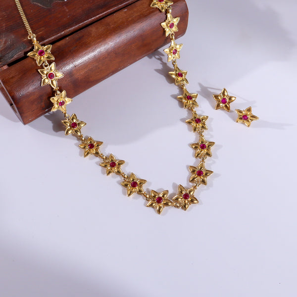Prajakta Flower Haar Set | 22k Gold Plated