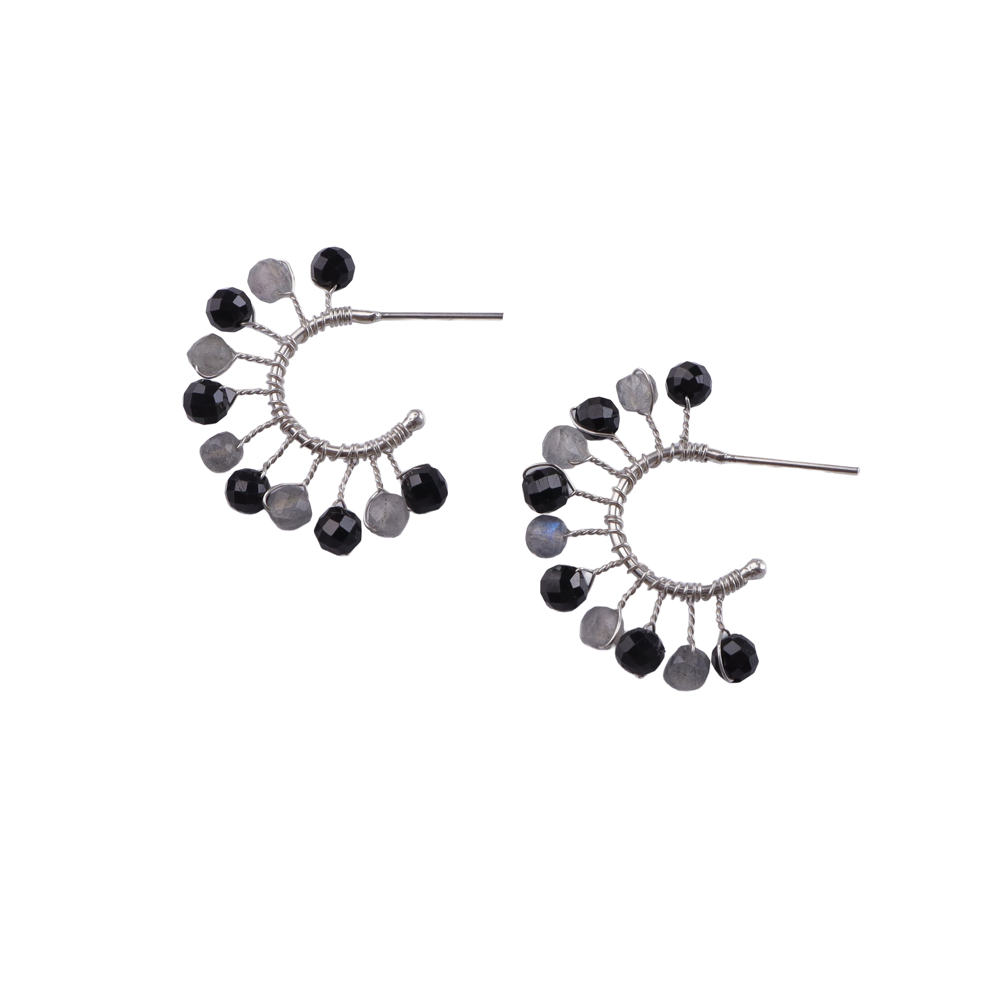 Labradorite & Black Spinel Hoops (Project Handmade)