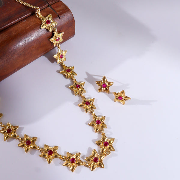 Prajakta Flower Haar Set | 22k Gold Plated