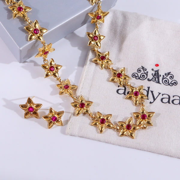 Prajakta Flower Haar Set | 22k Gold Plated