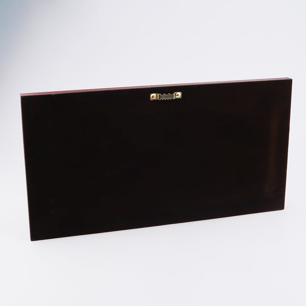 Dark wooden frame with metal latch for home decor