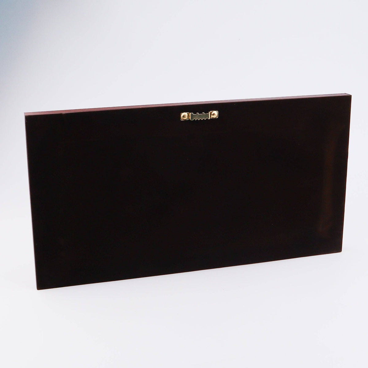 Dark wooden frame with metal latch for home decor