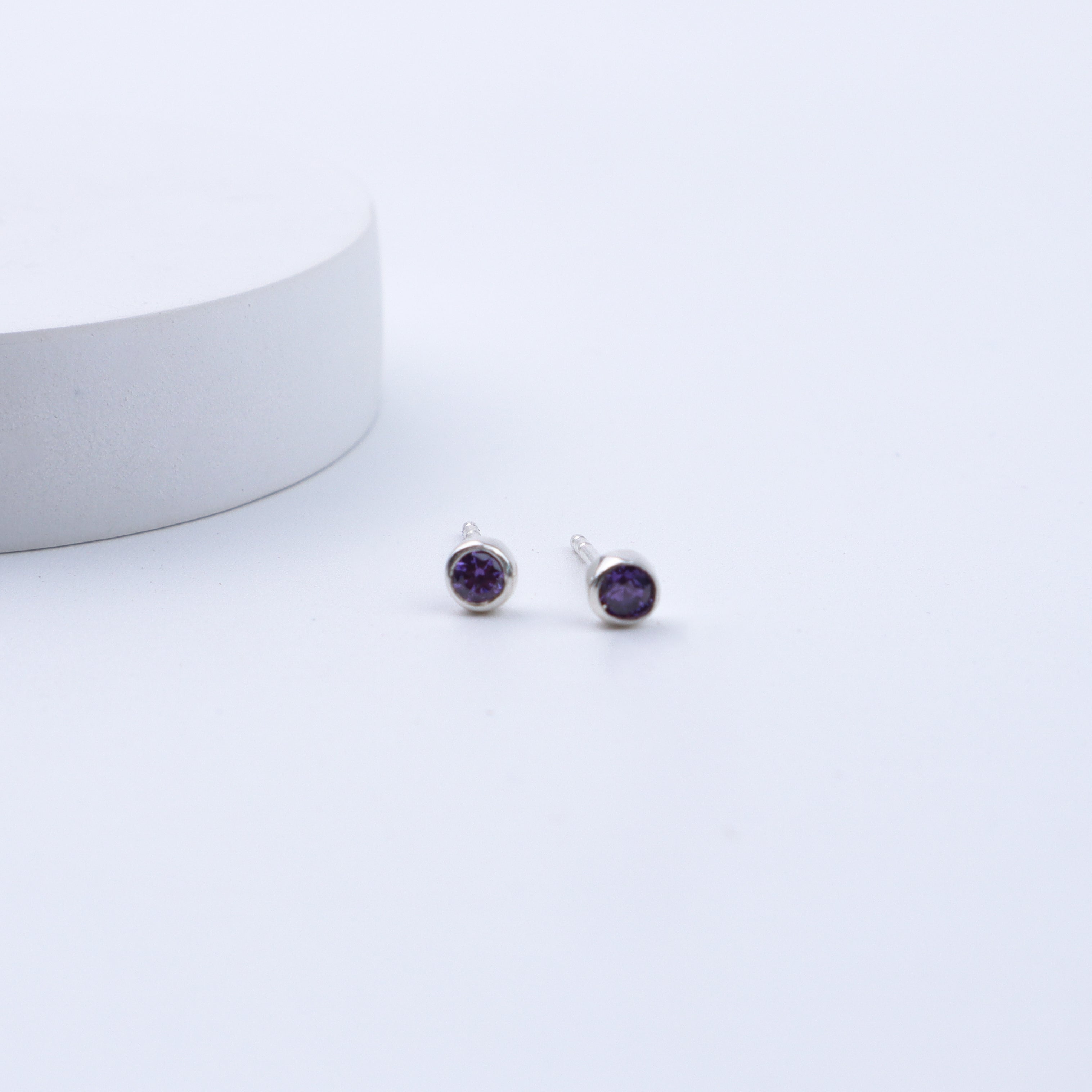 Tiny Purple Silver Studs | CZ | 92.5 Silver