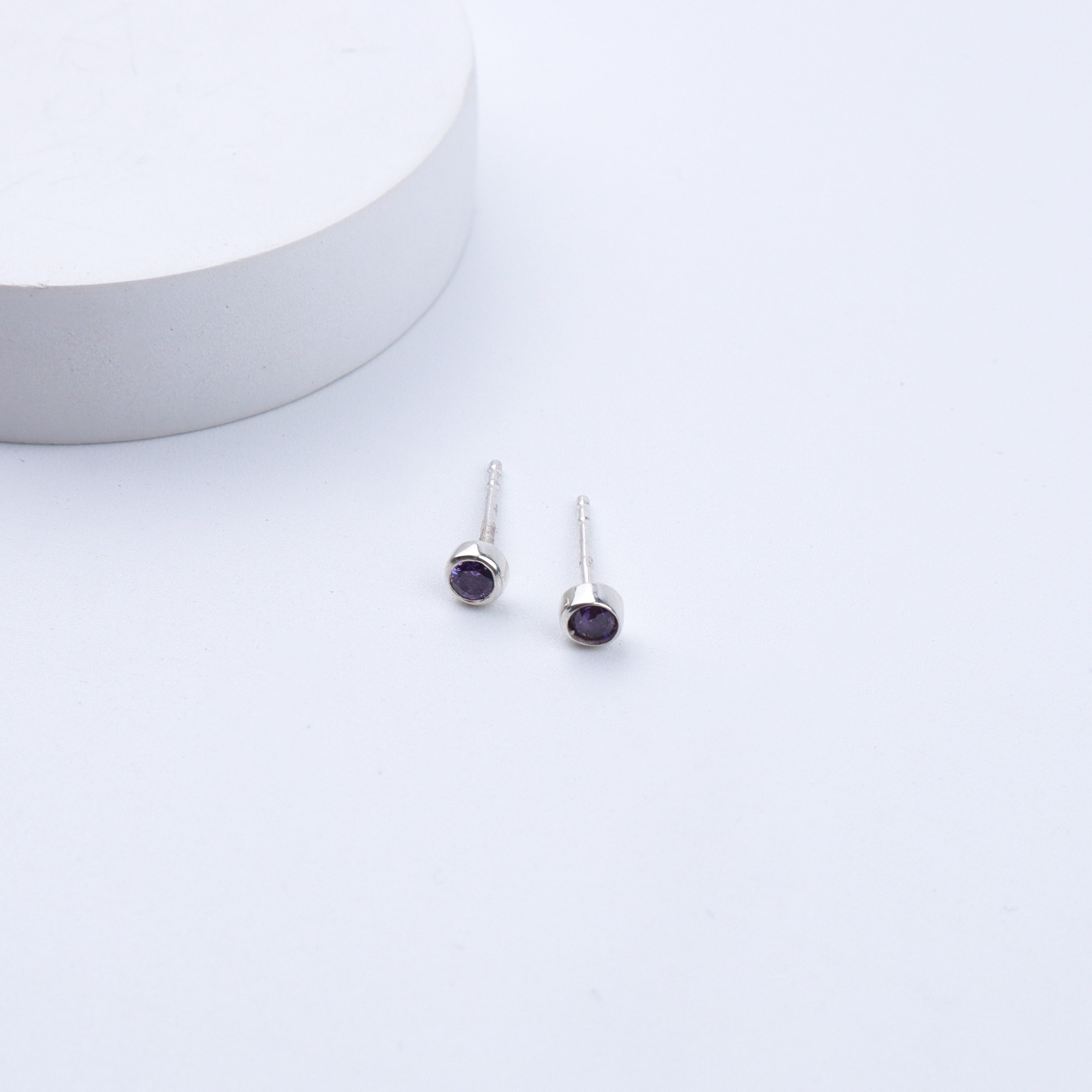 Tiny Purple Silver Studs | CZ | 92.5 Silver