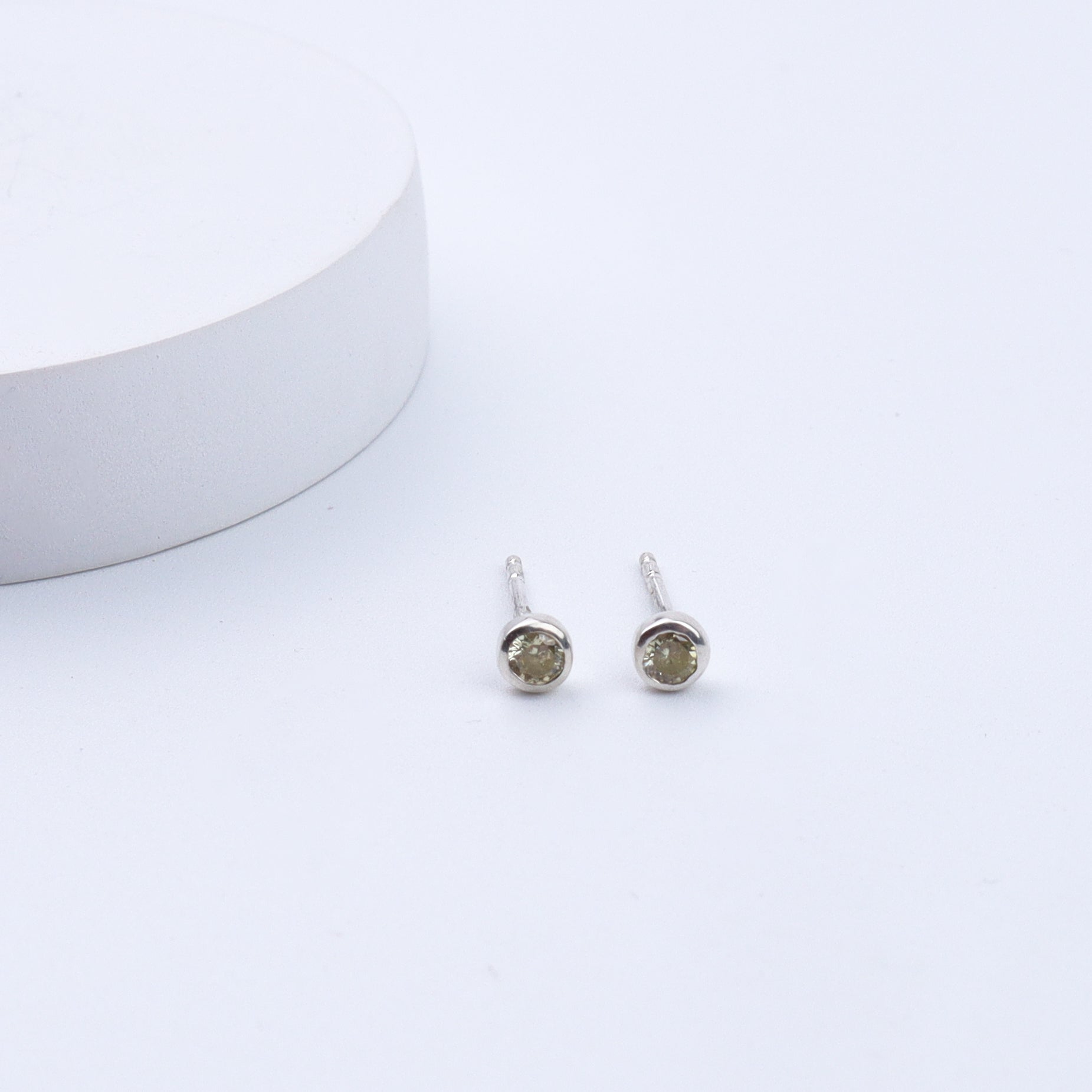 Tiny Yellow Silver Studs | CZ | 92.5 Silver