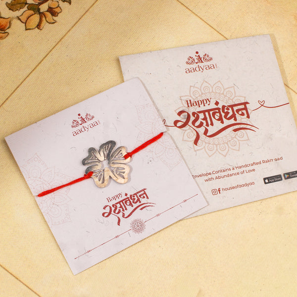 Silver Laser Cut Gulmohar Rakhi