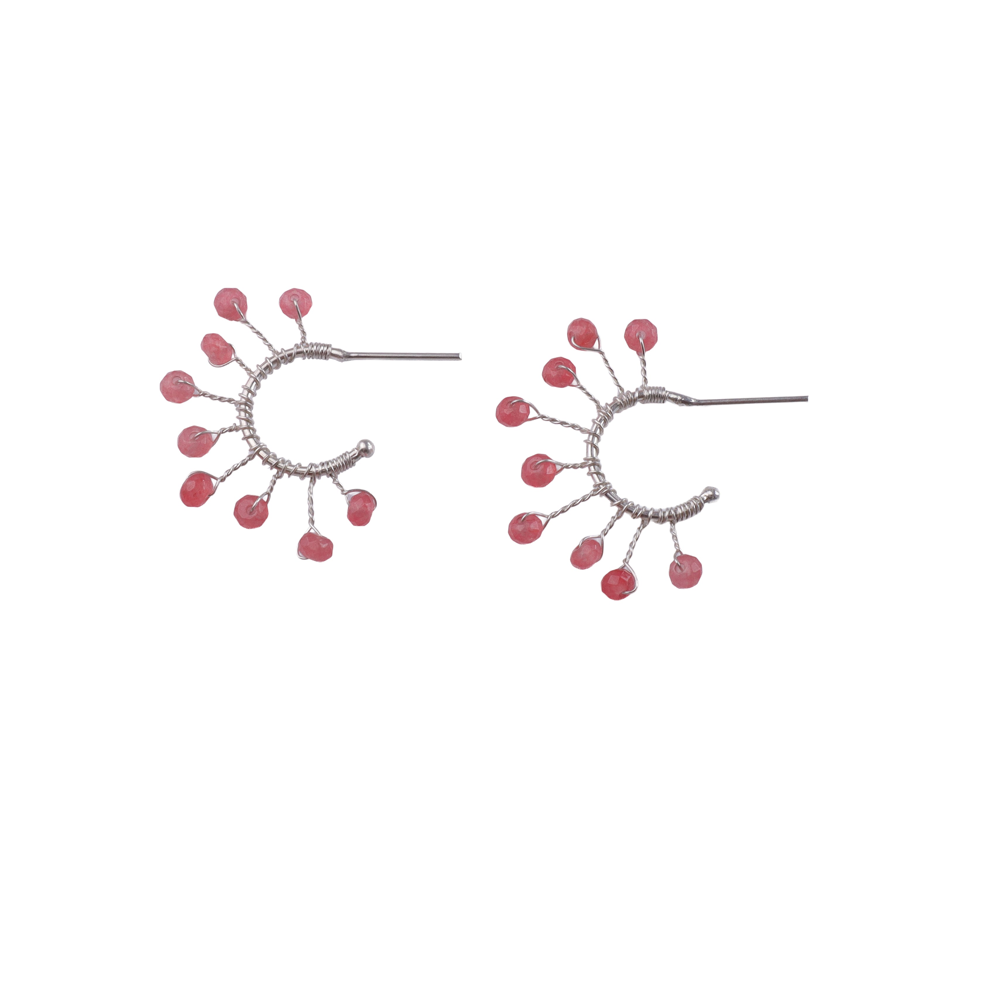 Pink Jade Snowflake Hoops (Project Handmade)