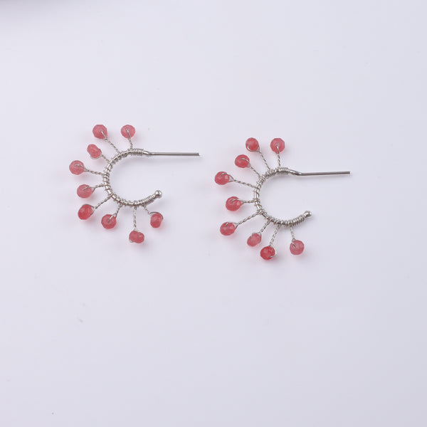 Pink Jade Snowflake Hoops (Project Handmade)