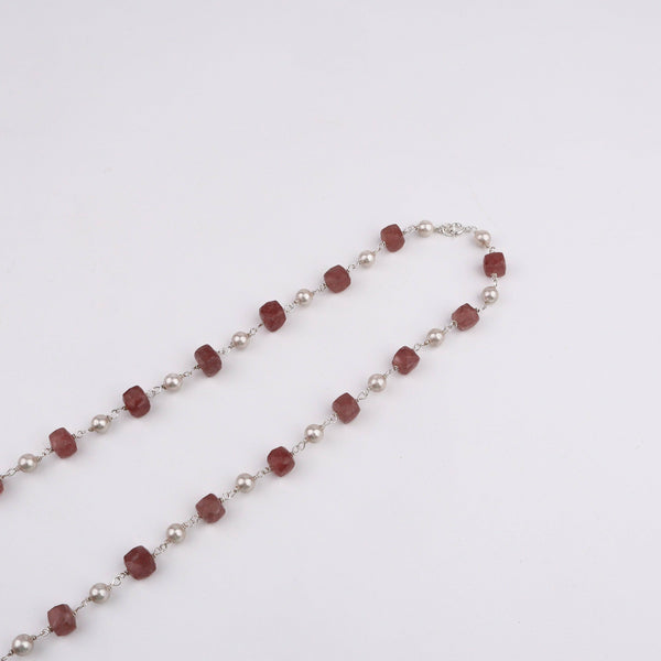 Woman styling Silver Soorajmukhi Pendant with pink bead necklace