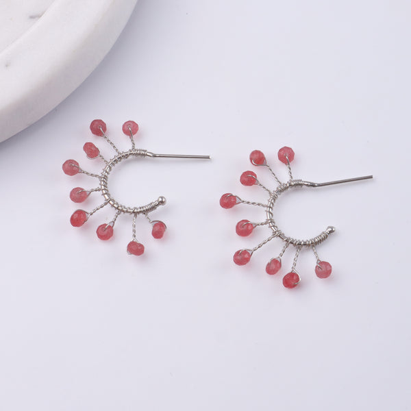 Pink Jade Snowflake Hoops (Project Handmade)