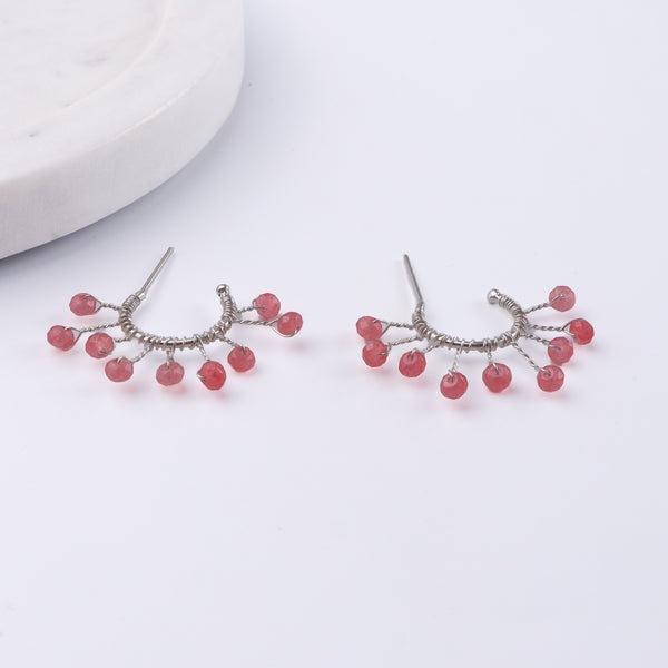 Pink Jade Snowflake Hoops (Project Handmade)
