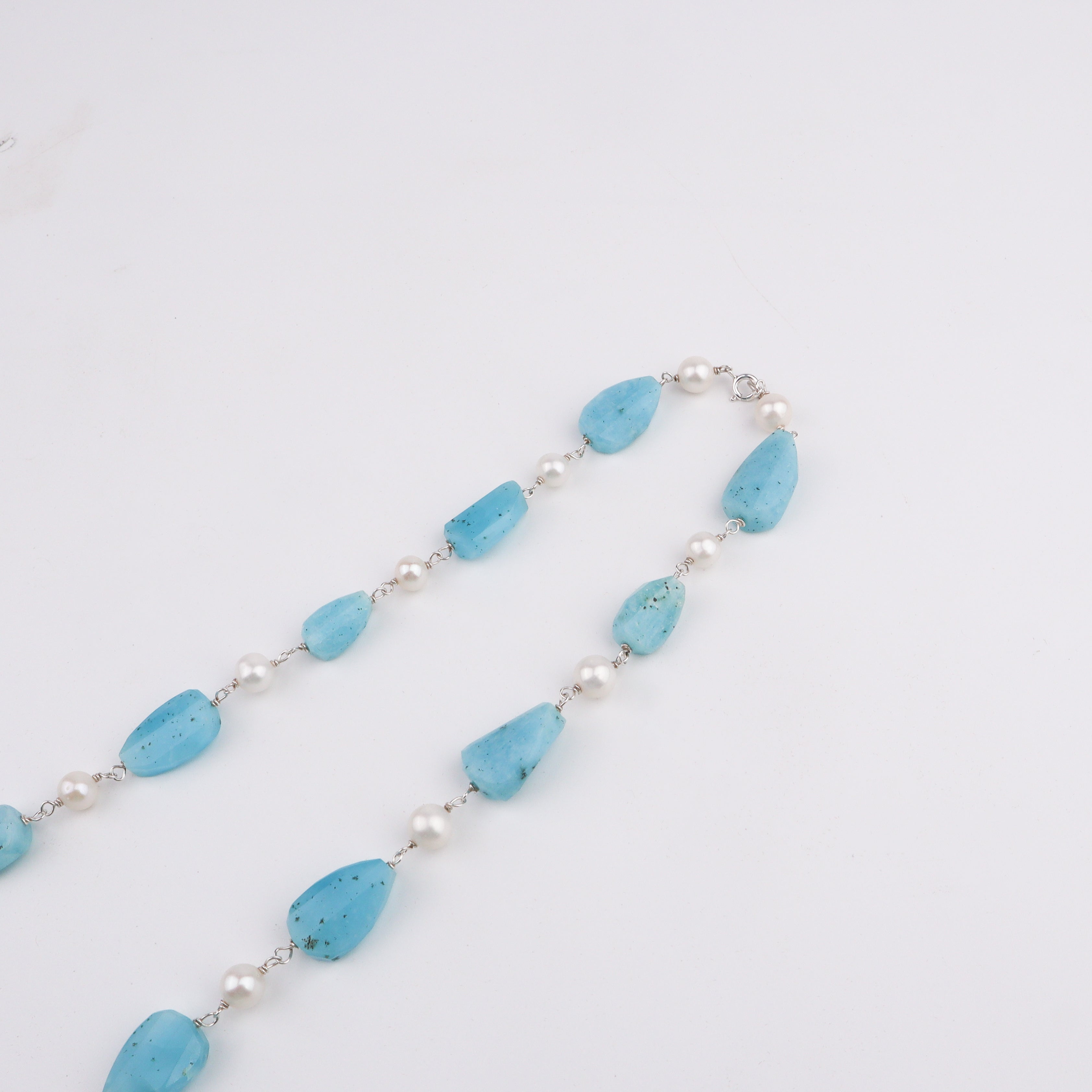 Silver Soorajmukhi Pendant Fancy Larimar Stones