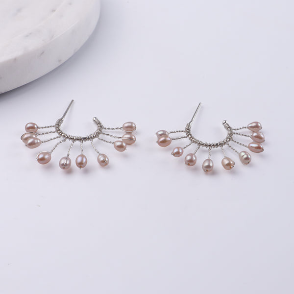 Rice Pearl Snowflake Hoops (Project Handmade)