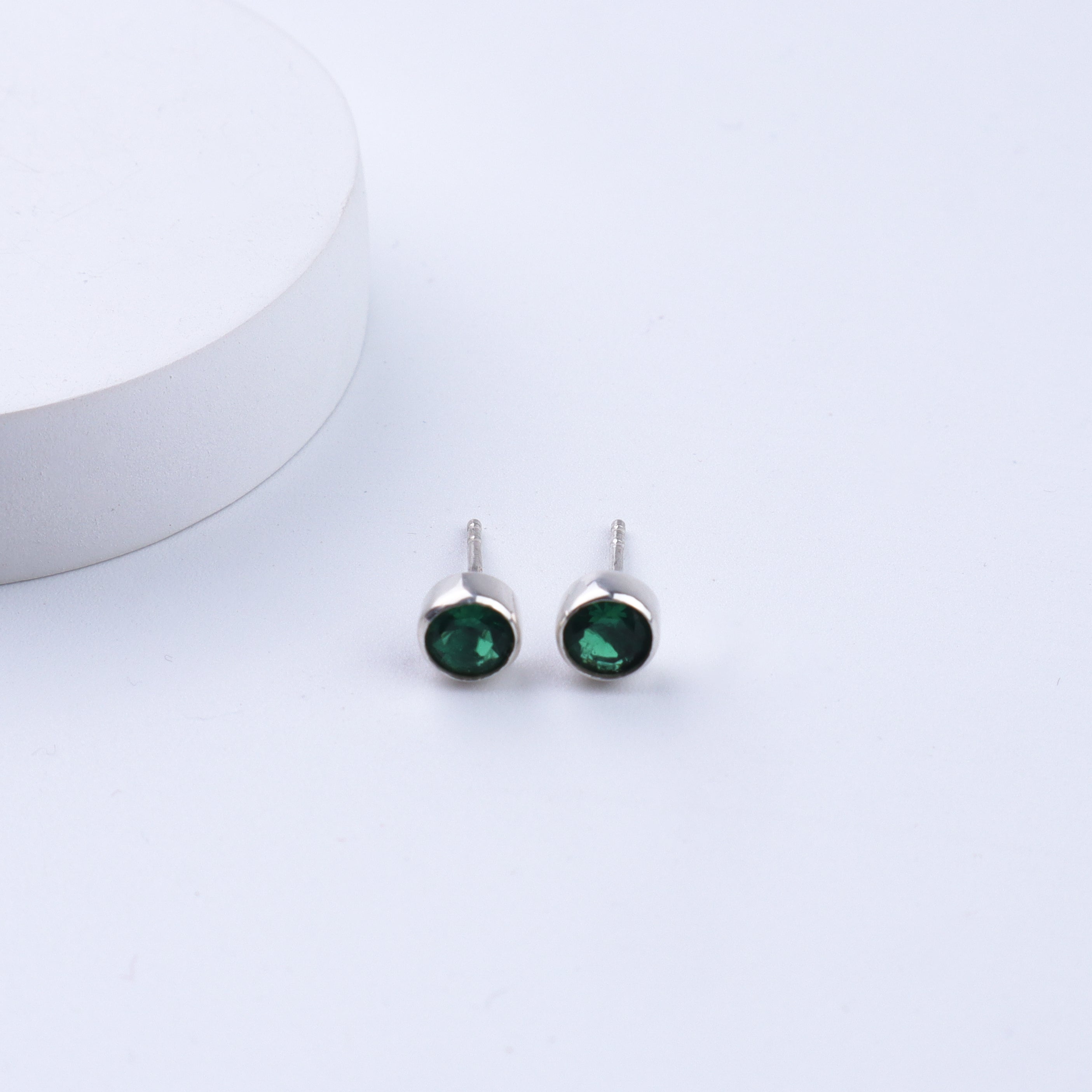 CZ Green Stone Silver Studs | 92.5 Silver