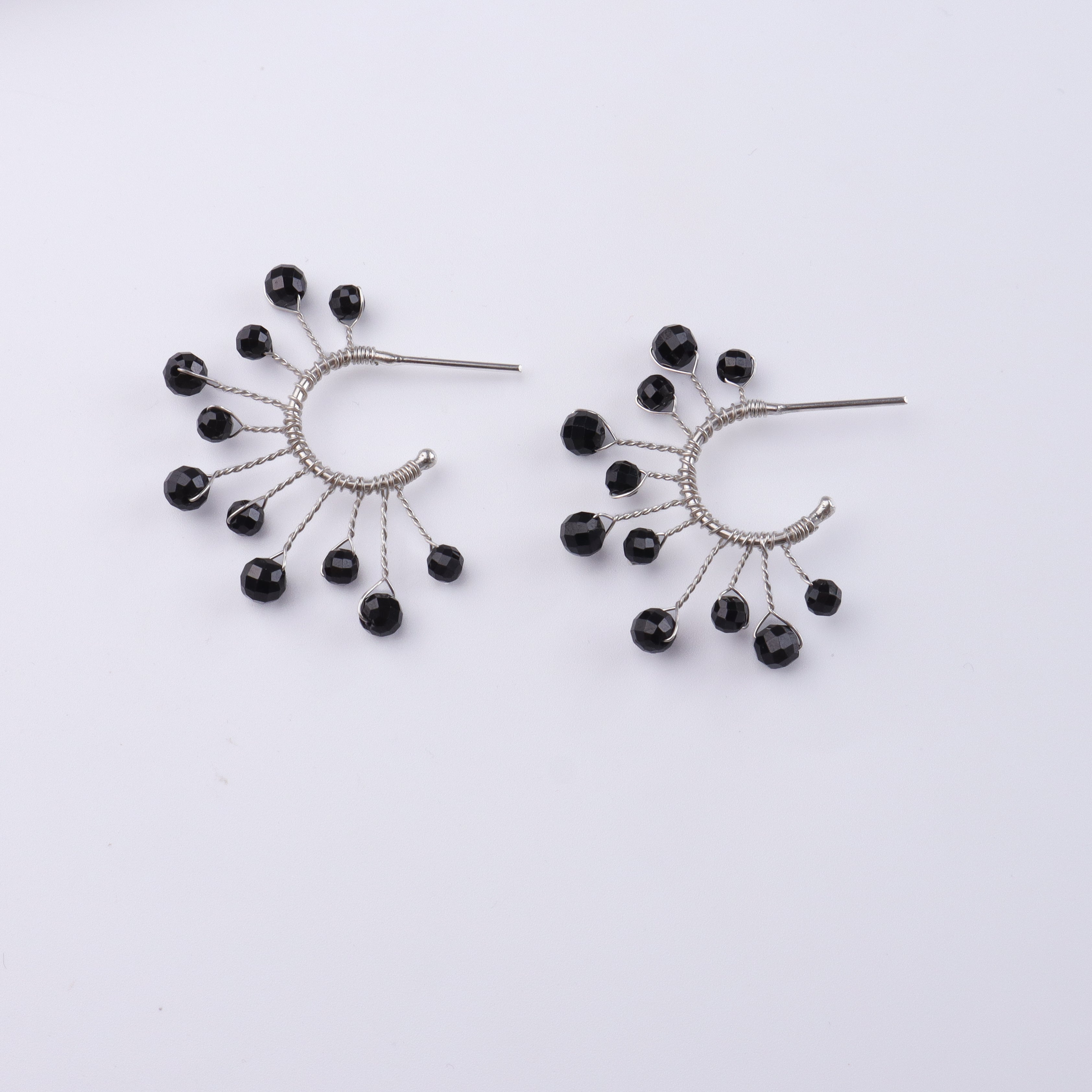Black Spinel Snowflake Hoops (Project Handmade)