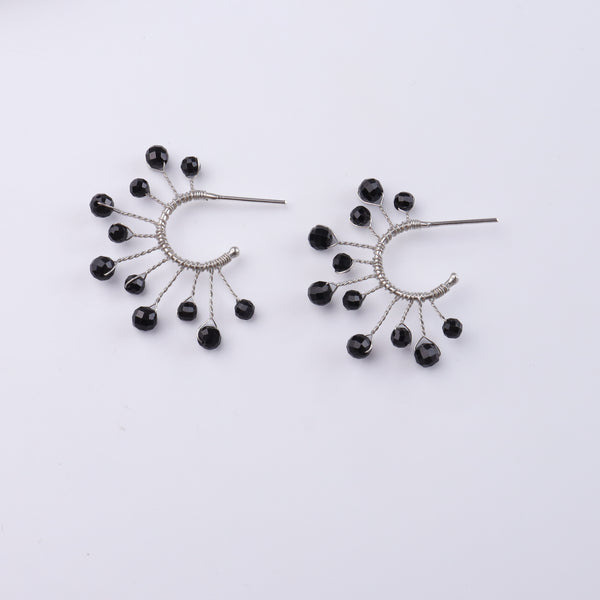 Black Spinel Snowflake Hoops (Project Handmade)