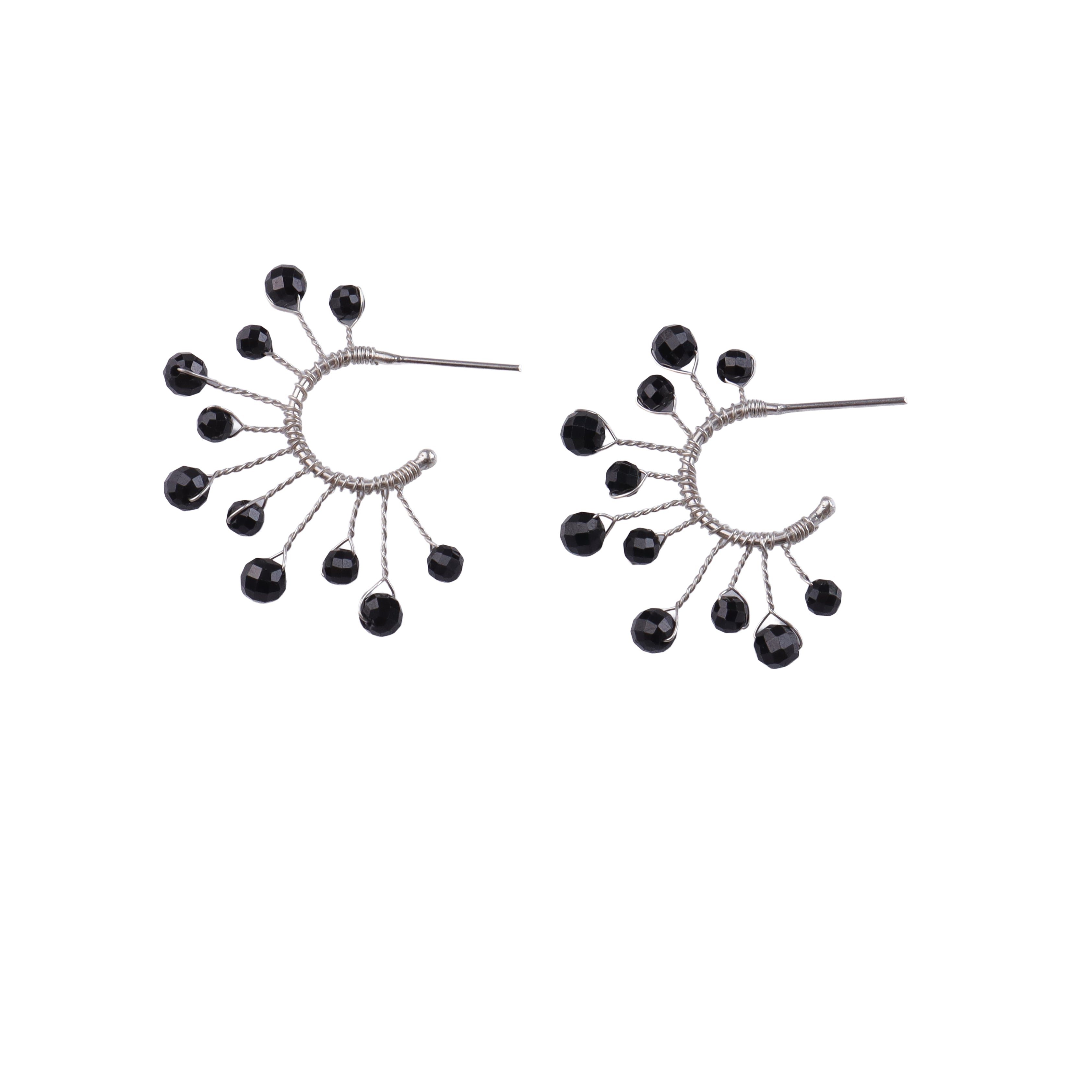 Black Spinel Snowflake Hoops (Project Handmade)