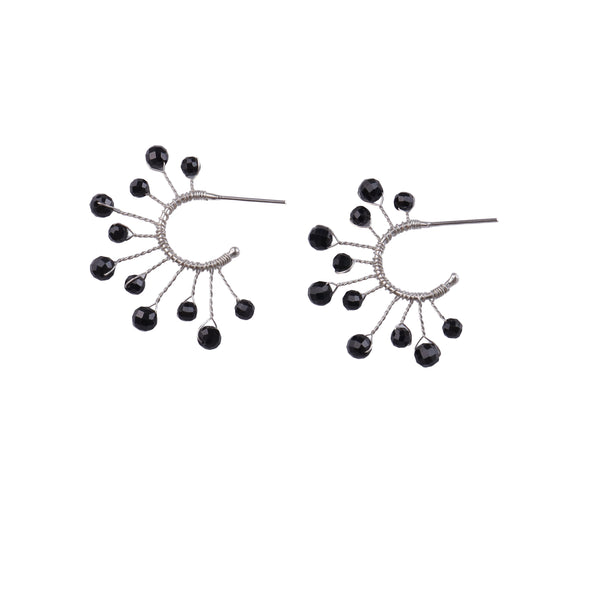 Black Spinel Snowflake Hoops (Project Handmade)