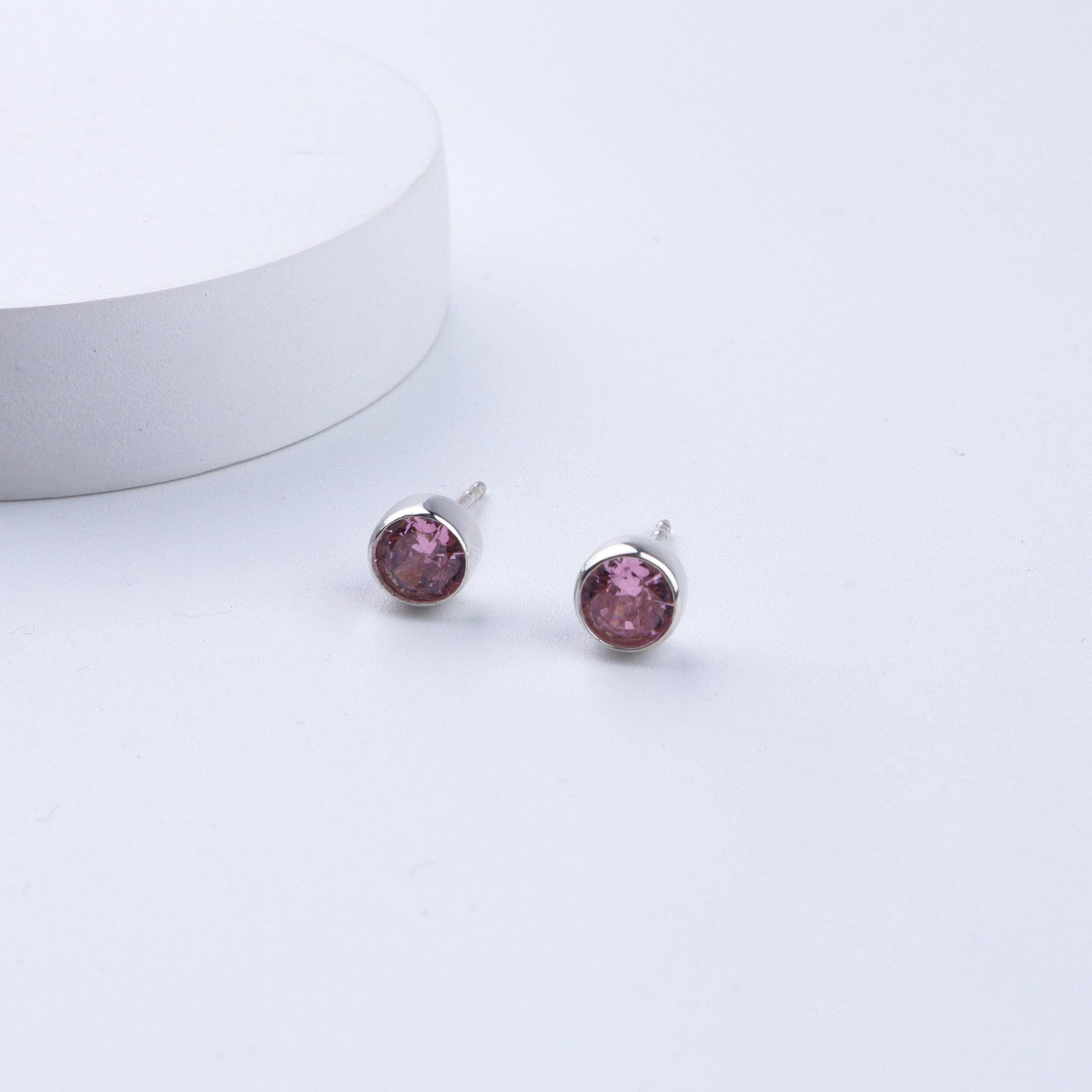 CZ Pink Stone Silver Studs | 92.5 Silver
