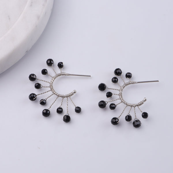 Black Spinel Snowflake Hoops (Project Handmade)