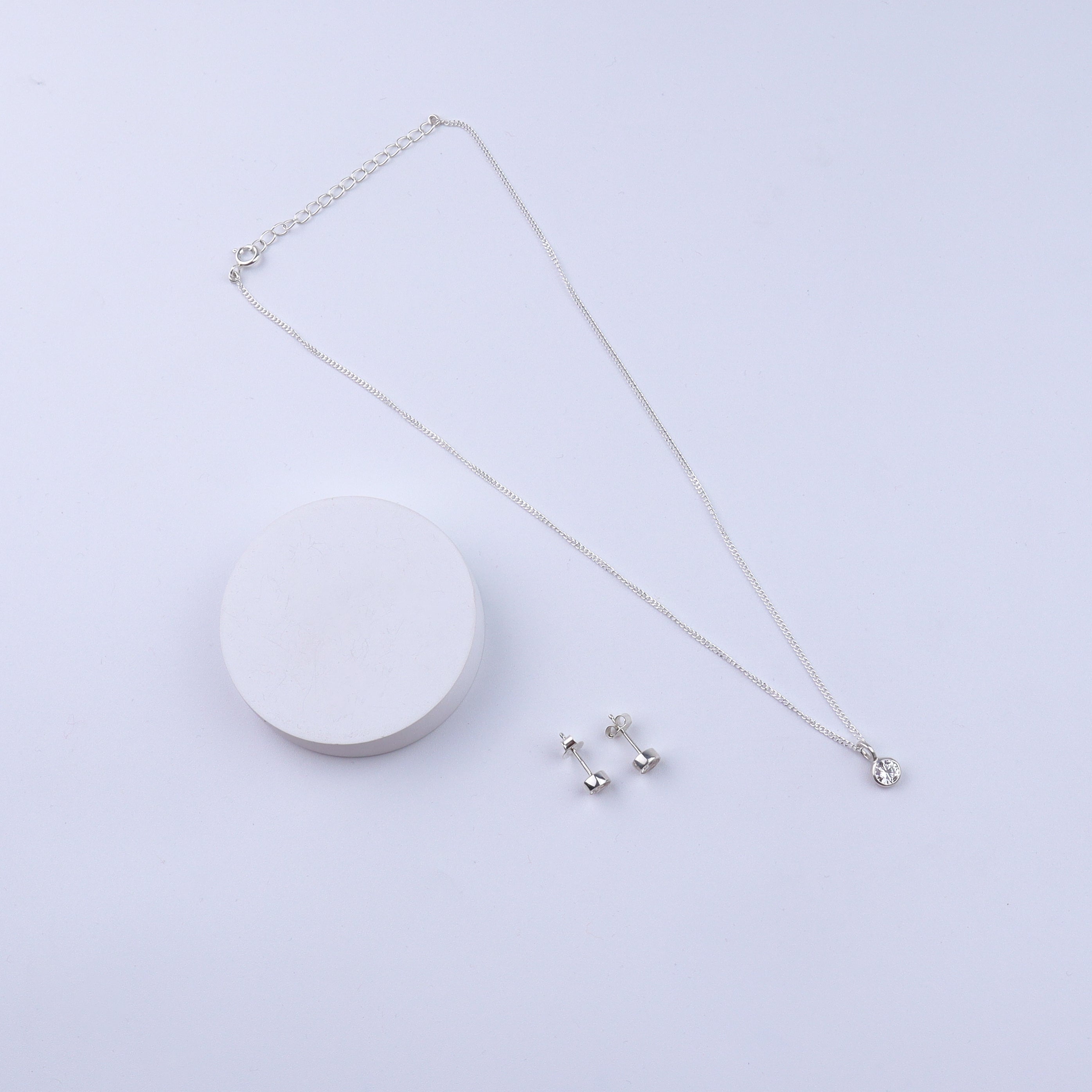 Everyday wear CZ Button Stud Set | 92.5 Silver
