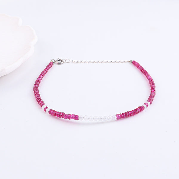 Rubies & Moonstone Anklet | 92,5 Sterling Silver