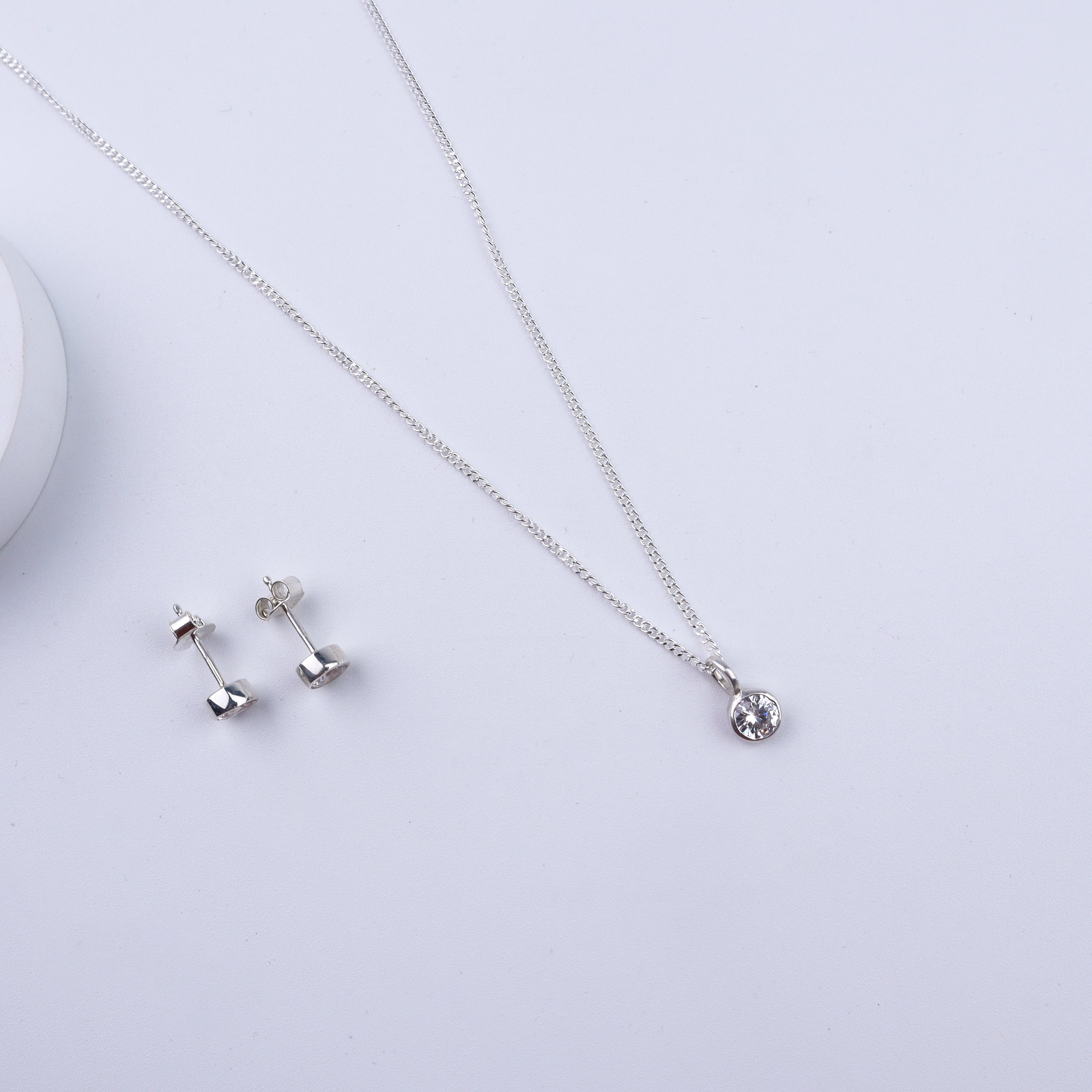 Everyday wear CZ Button Stud Set | 92.5 Silver