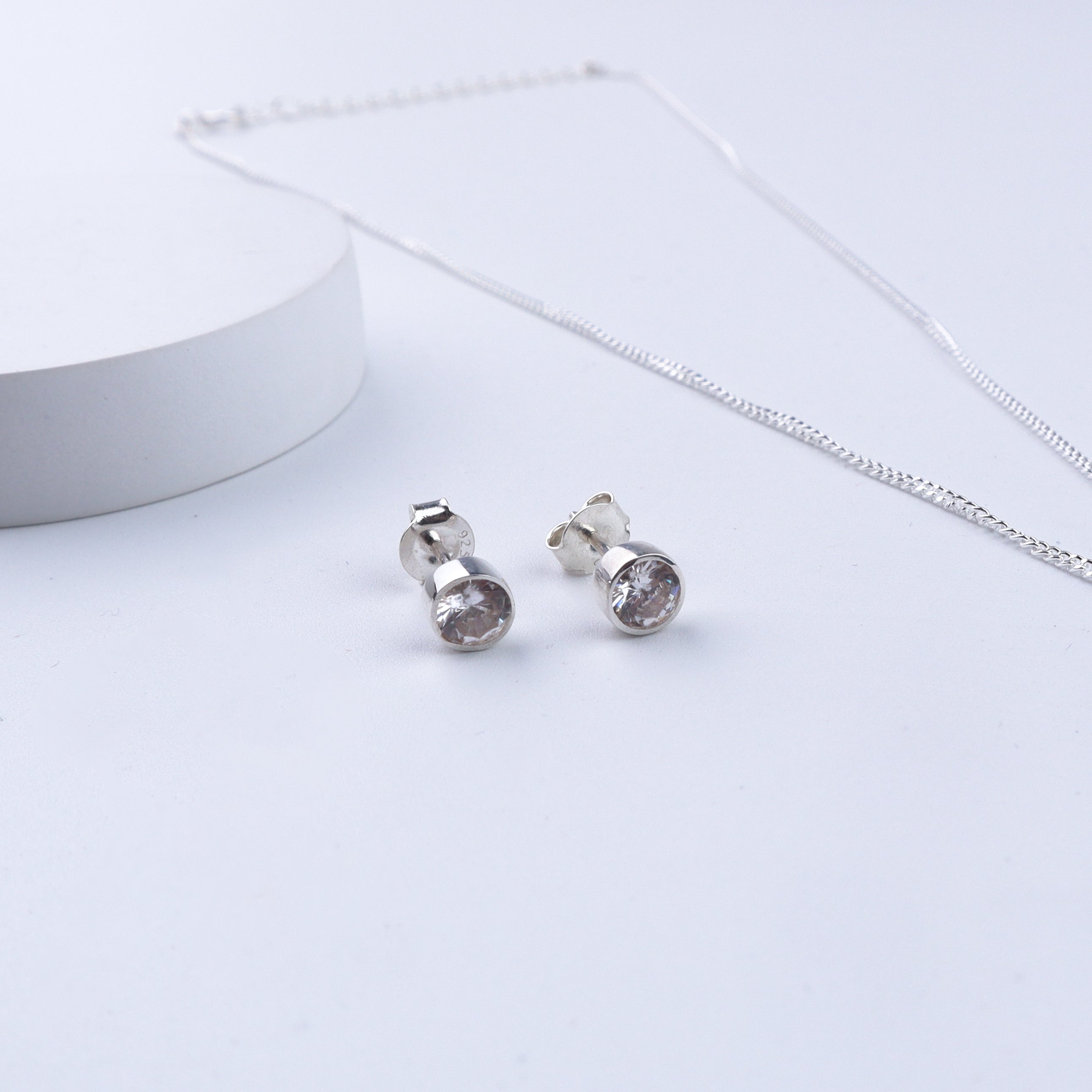 Everyday wear CZ Button Stud Set | 92.5 Silver