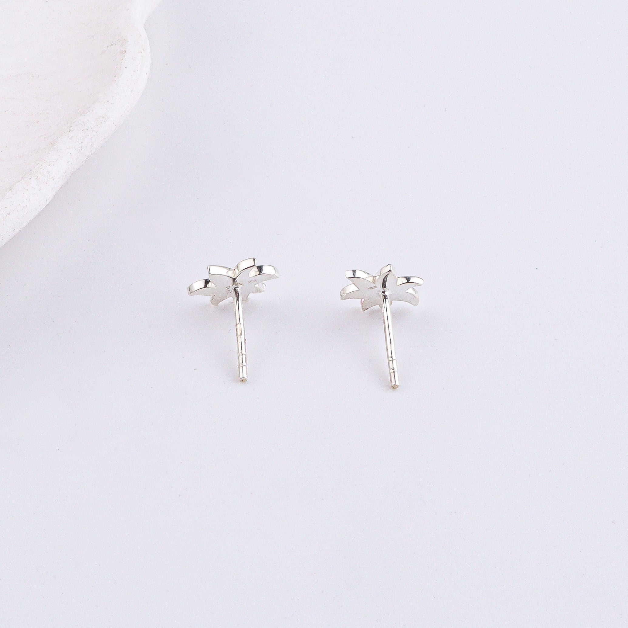 Pink Lily Enamel Studs | 92.5 Silver