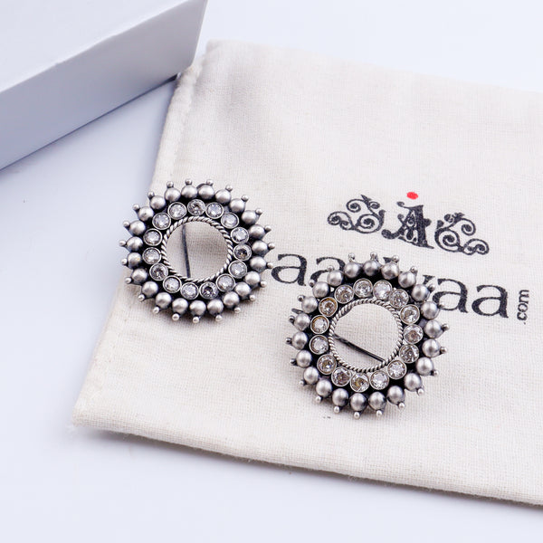 Karwar Chakra Earrings (White): Hook Style