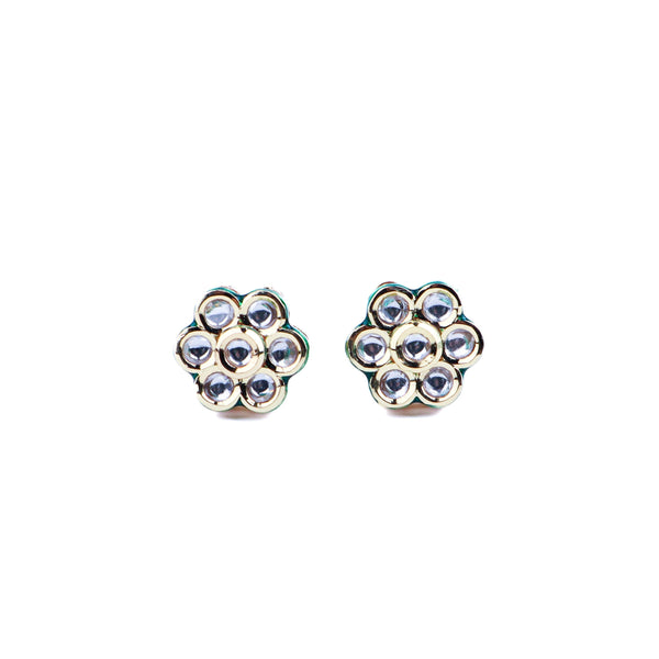 Close-up of a 22K gold-plated fashion earring showcasing intricate detailing, fine craftsmanship, and rich 22K gold plating
