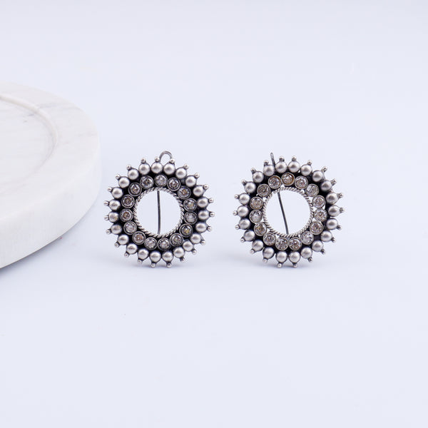 Karwar Chakra Earrings (White): Hook Style