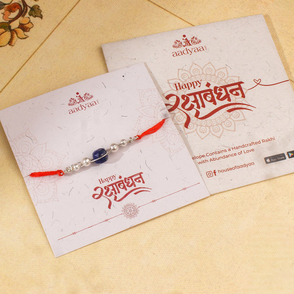 Lapis Lazuli & Pearl Wrapped Rakhi (Project Handmade)