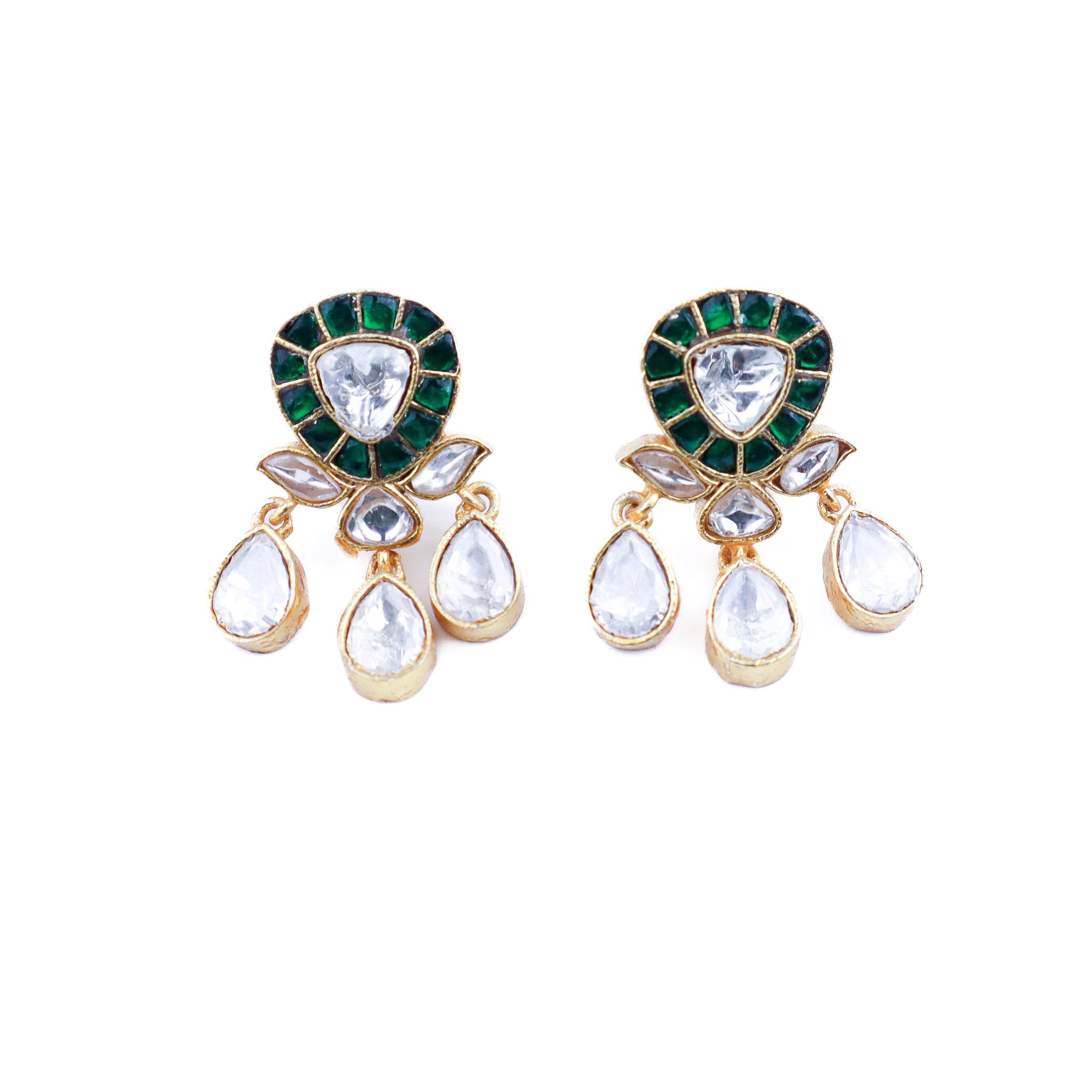 Detailed view of a 22K gold-plated fashion earring highlighting intricate motifs, textured detailing, and premium 22K gold-plated finish