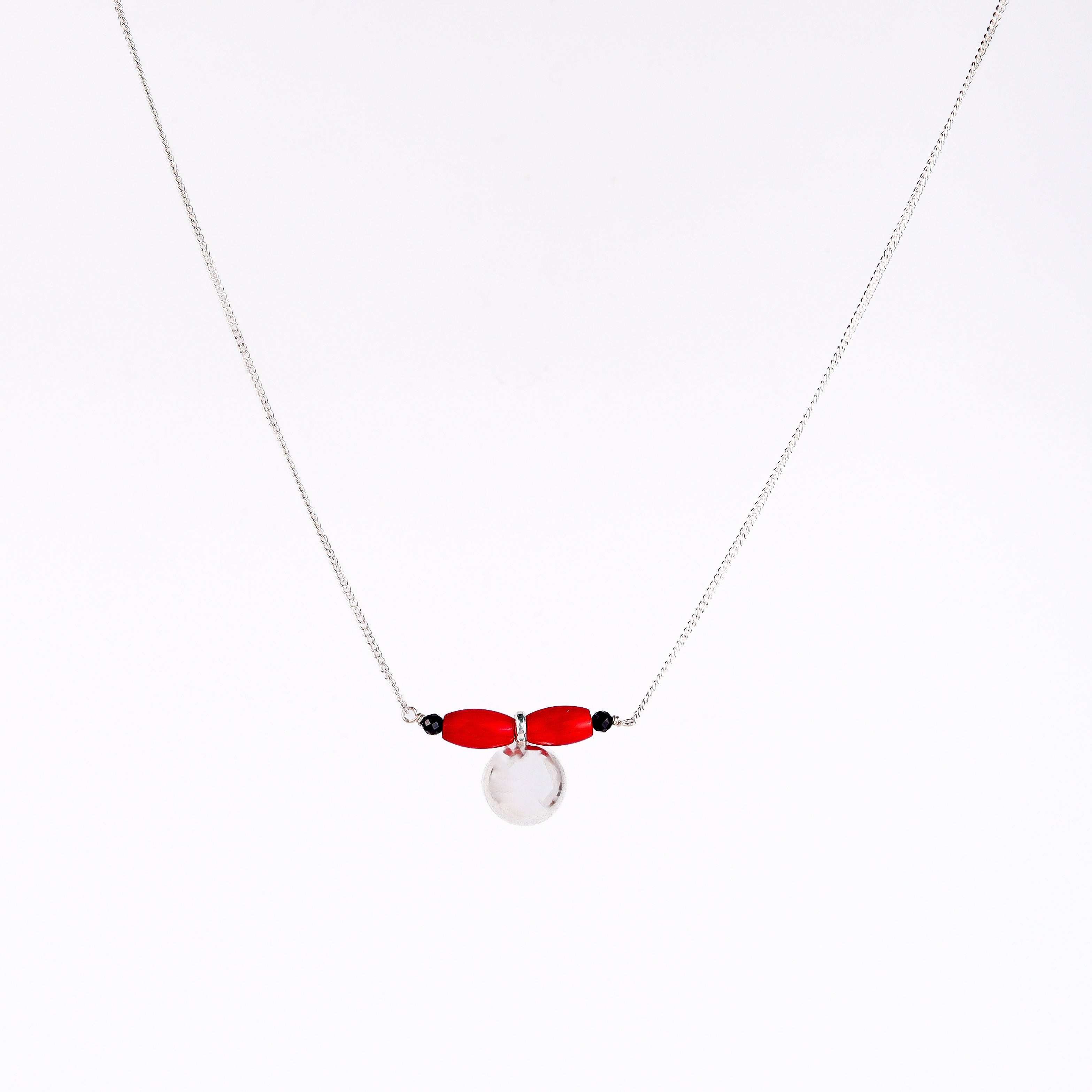 Silver Vatee Chain Mangalsutra with Coral