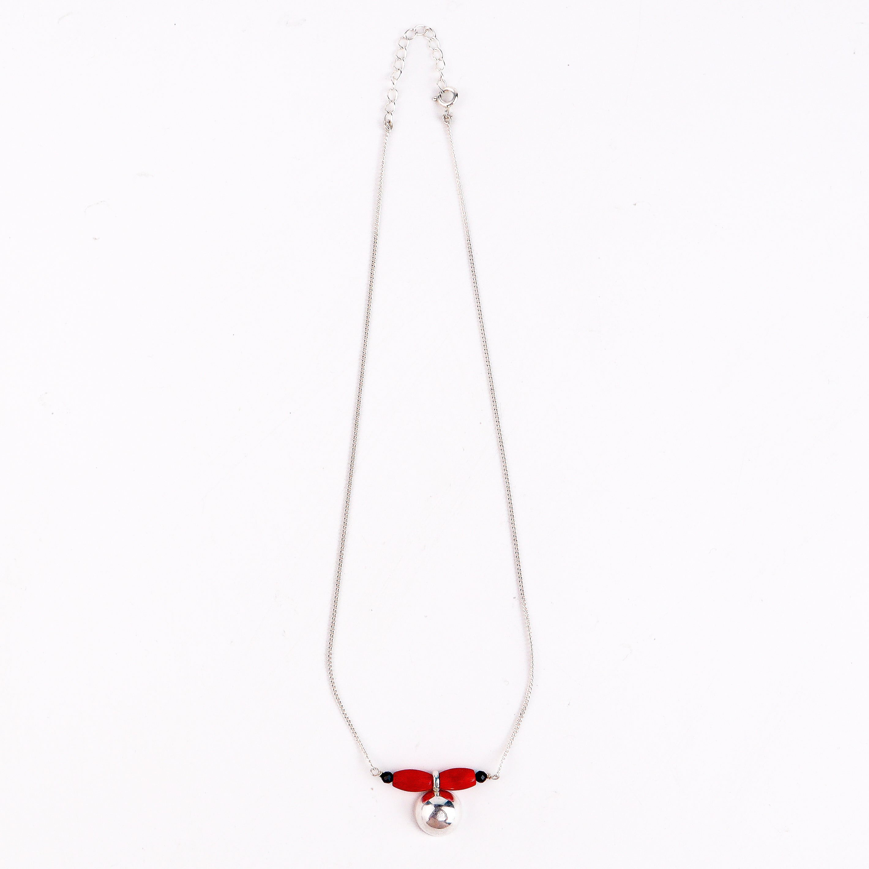Silver Vatee Chain Mangalsutra with Coral