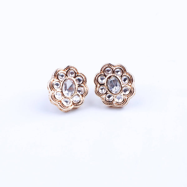 Close-up of a 22K gold-plated fashion earring showcasing intricate detailing, fine craftsmanship, and rich 22K gold plating