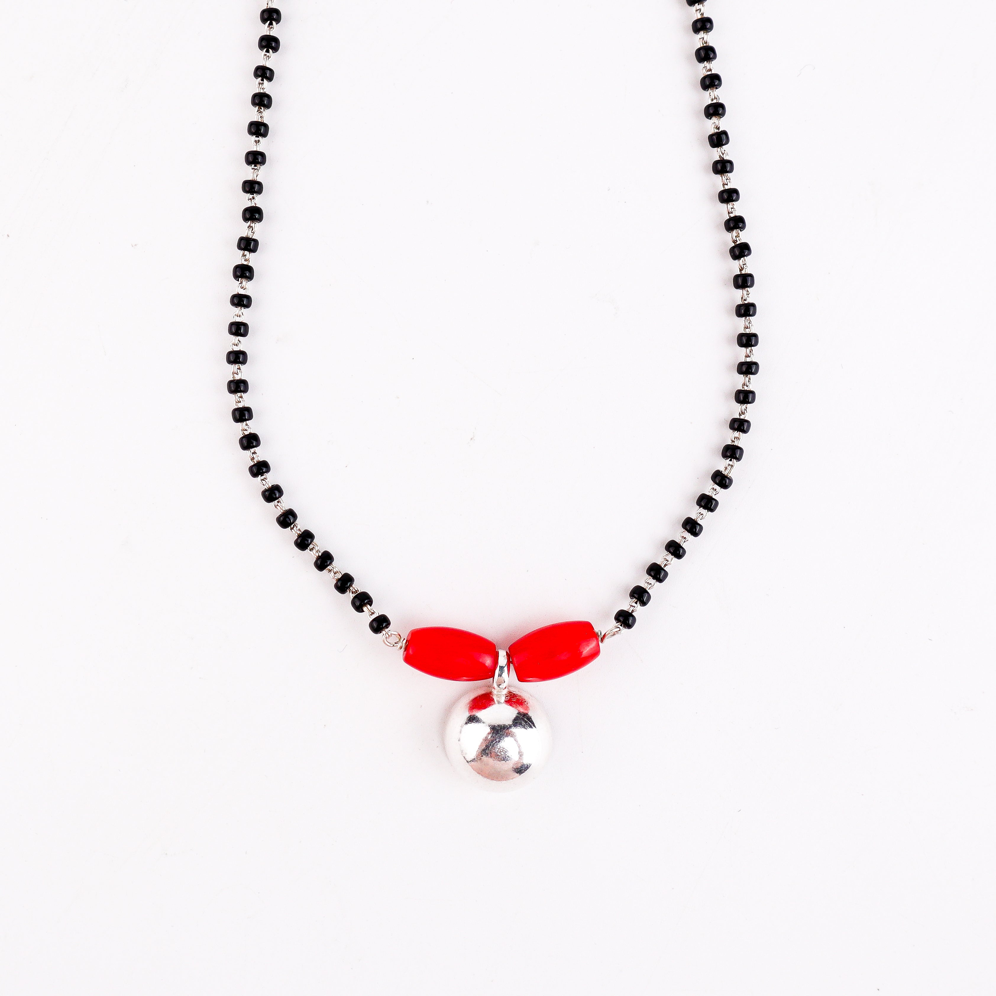 Silver Vatee String Mangalsutra with Coral