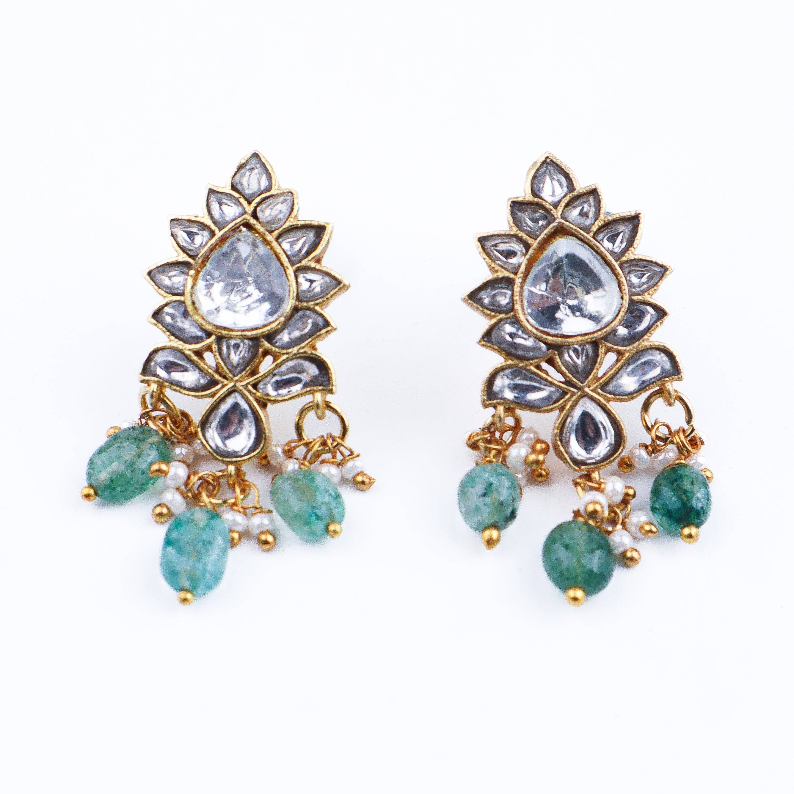 Close-up of a 22K gold-plated fashion earring showcasing intricate detailing, fine craftsmanship, and rich 22K gold plating