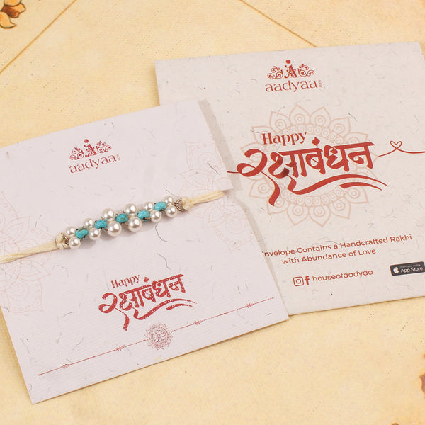 Handmade Turquoise and Pearl Rakhi
